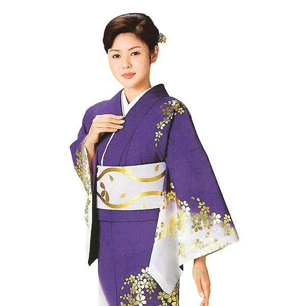 訪問着 女性 プレタ 踊り 絵羽 洗える着物 紫 枝垂れ桜 : カメヤ