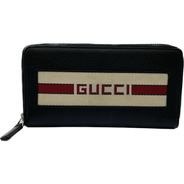 GUCCI（グッチ） 408831 ラウンドファスナー長財布 ストライプレザー