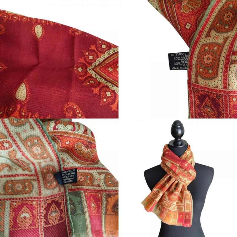 ETRO（エトロ） ウール×シルク レトロ ペイズリー柄 大判 ストール