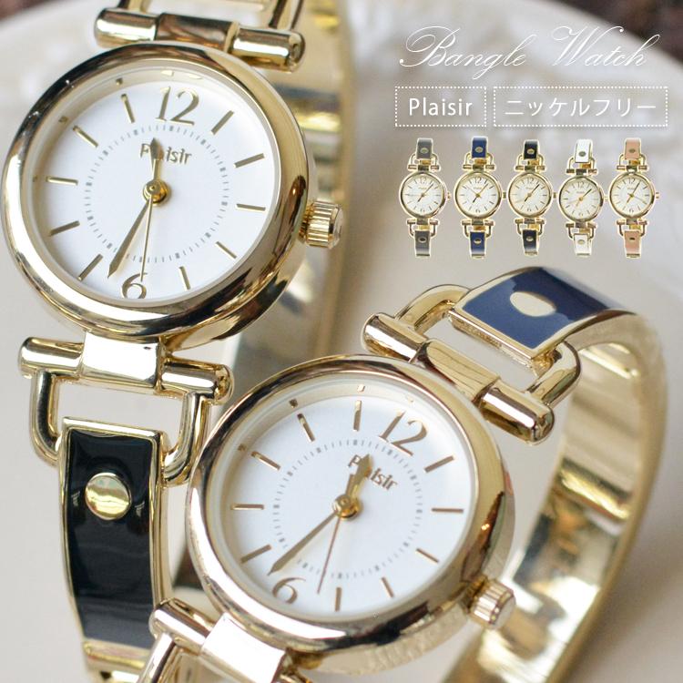 腕時計 レディース バングルウォッチ ニッケルフリー エナメル 金属