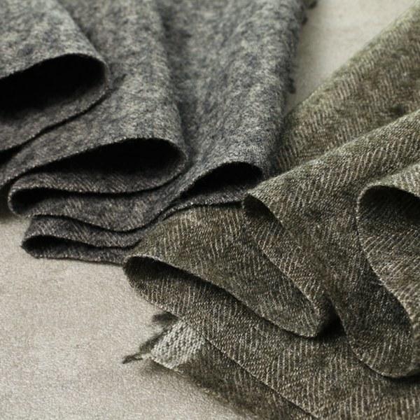 洗いをかけた シェットランドウールリネンヘリンボン nw加工│麻 毛