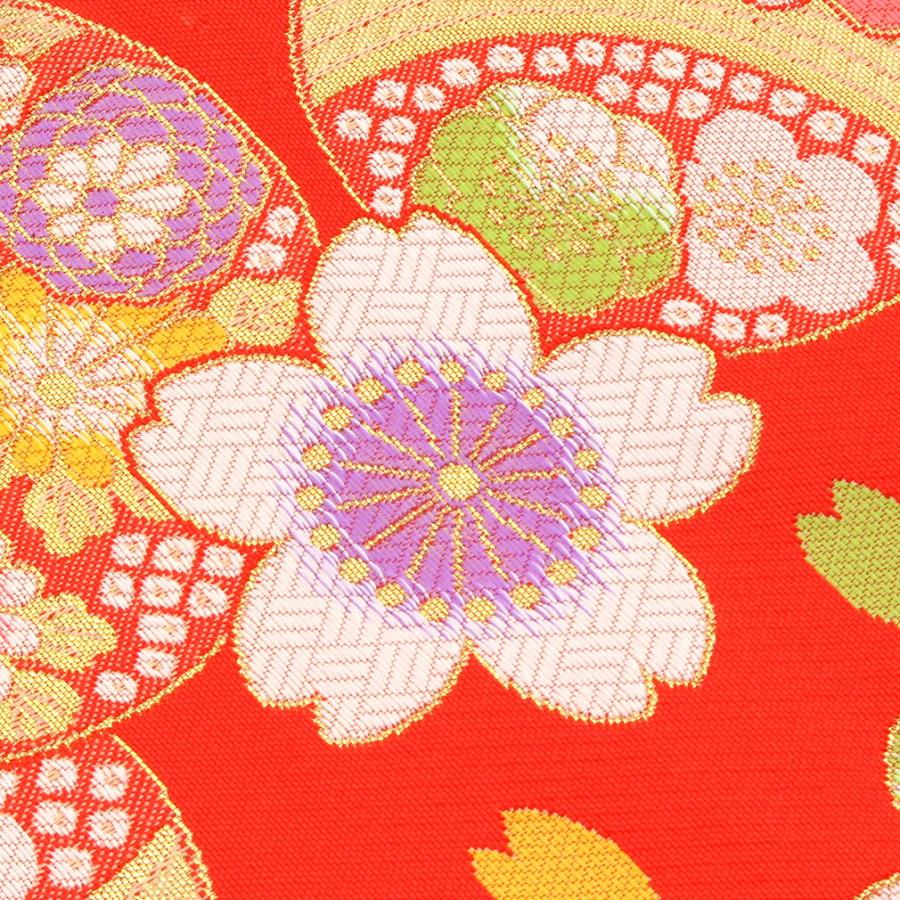 Kisste（キステ） 七五三 作り帯 帯 5歳 7歳 女の子 朱赤 鞠 桜 中 大