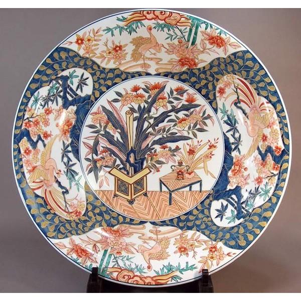 有田焼 古伊万里様式金彩花鳥絵飾り大皿｜陶芸作家 藤井錦彩 作