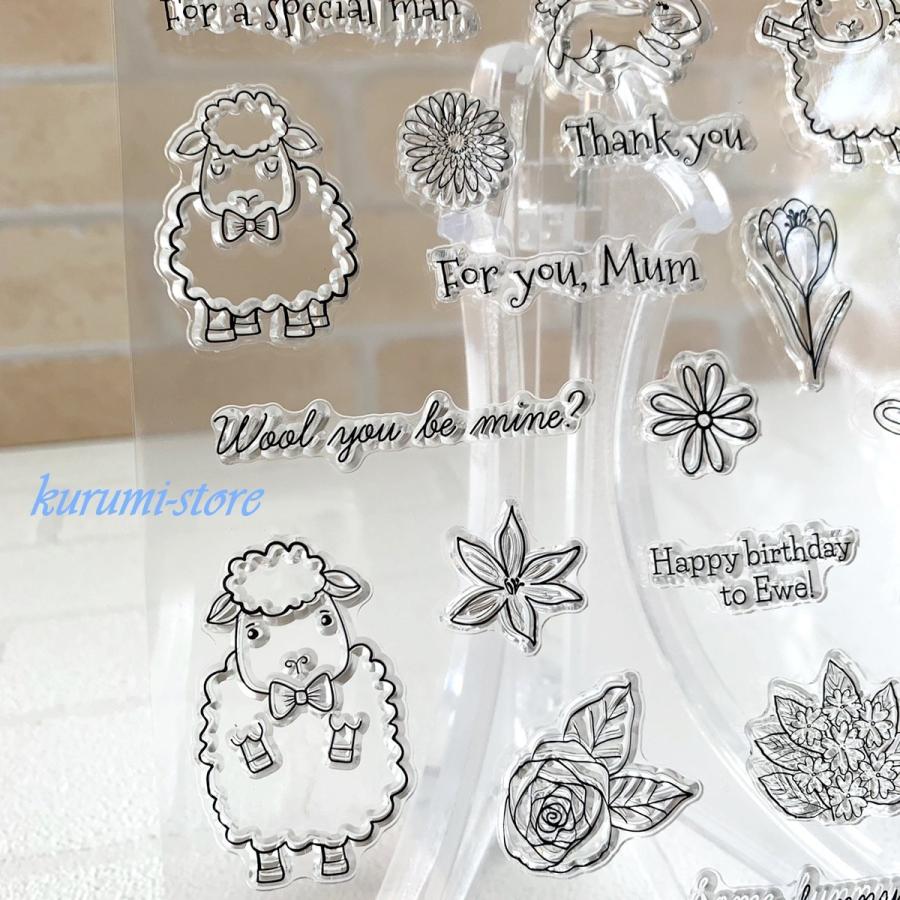 クリアスタンプ 花 羊 うさぎ はんこ アルバム 海外 スタンプ シリコン