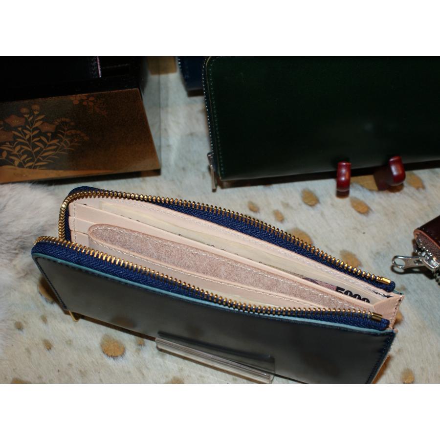 日本製〕〔新喜皮革〕 オイルコードバン、L字ファスナーロング