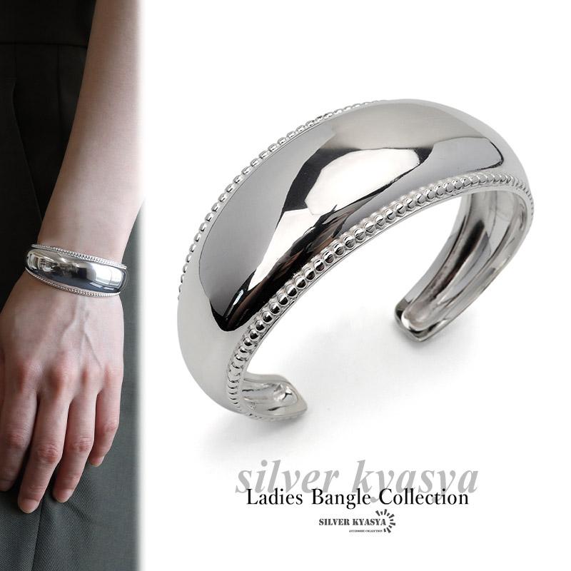 ワイドバングル シルバー925 レディース ブレスレット シルバー 幅広