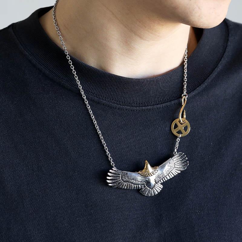サージカルステンレス イーグルネックレス フェザーネックレス メンズ