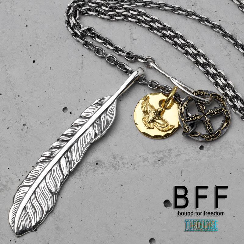 BFF ブランド フェザーネックレス シルバー925 プレーン 羽根 メタル