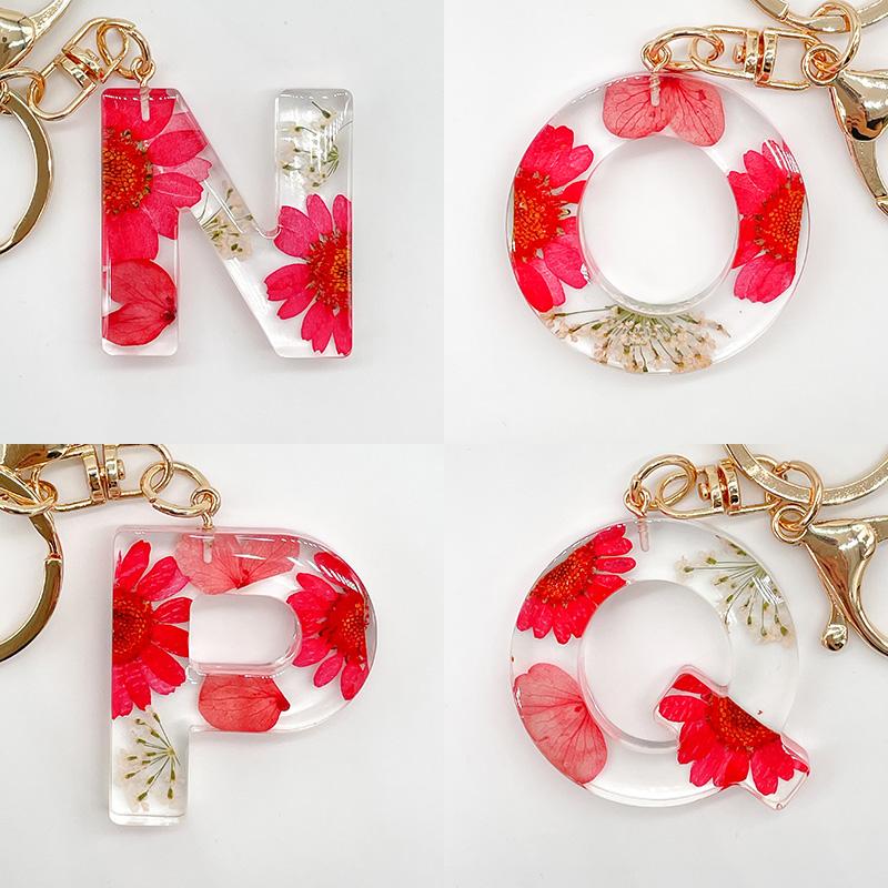 爆買 最大P19倍】イニシャルキーホルダー レッド N〜Z ハーバリウム風