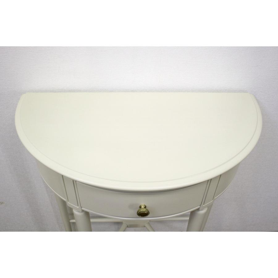 東海家具工業 コンソールテーブル 半円 アンティーク ホワイト 木製