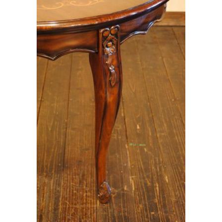 ダイニングテーブル 165cm 楕円形 象嵌 花柄 マホガニー 4人用 茶