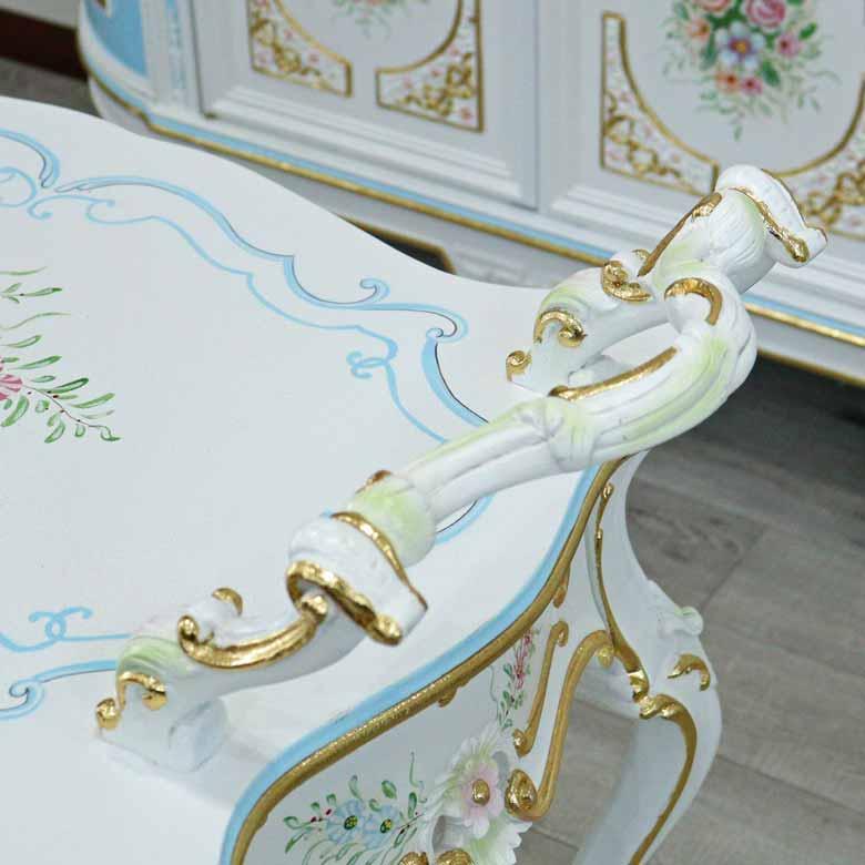 ロココ ワゴン トロリー ワインホルダー 収納付き 猫脚 白家具 姫系