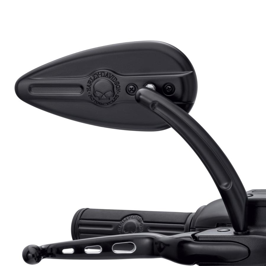 ハーレー純正 Willie G スカル・ティアドロップミラー (ブラック