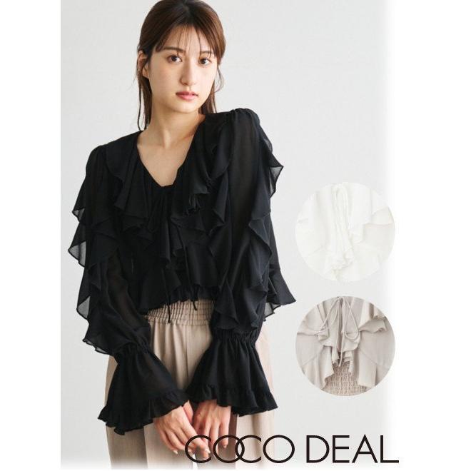 ココディール（COCO DEAL） シフォンフリルカーディガン×T/Cカップイン