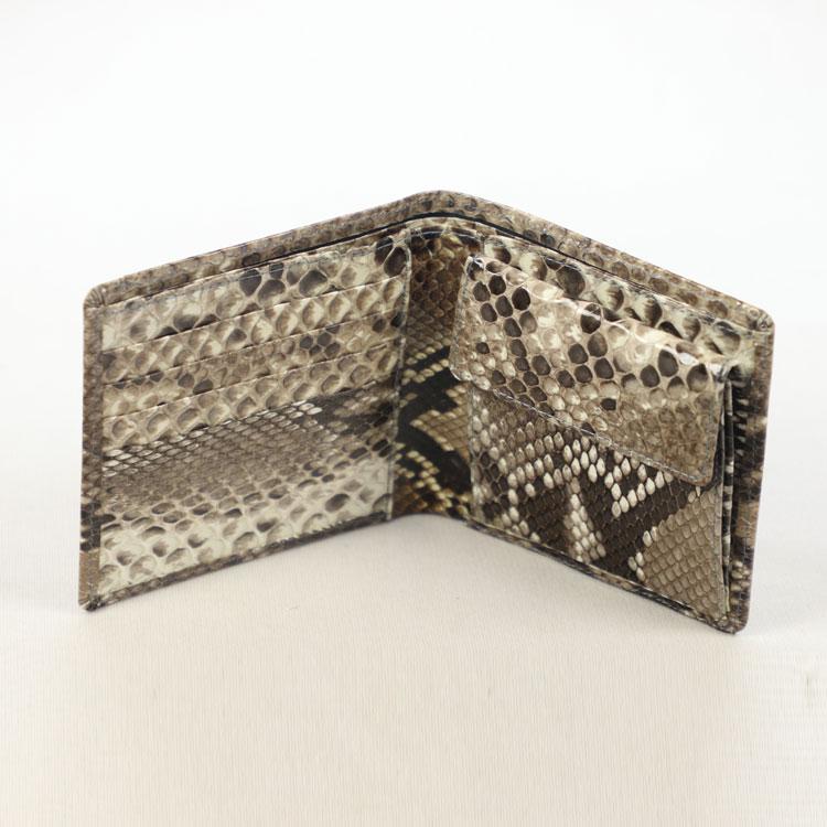 日本製 二つ折り 財布 蛇革 パイソン レザー ニシキヘビ 無双 折り財布