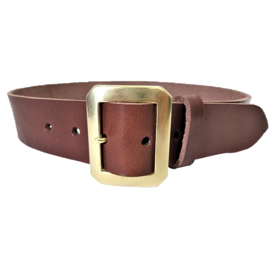 真鍮製八角バックル 栃木レザーベルト チョコ 40mm幅 日本製