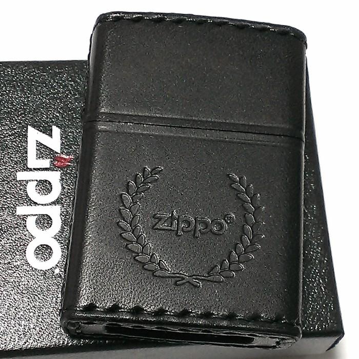 ZIPPO（ジッポー） ライター 革巻き ブラック ジッポ ロゴデザイン