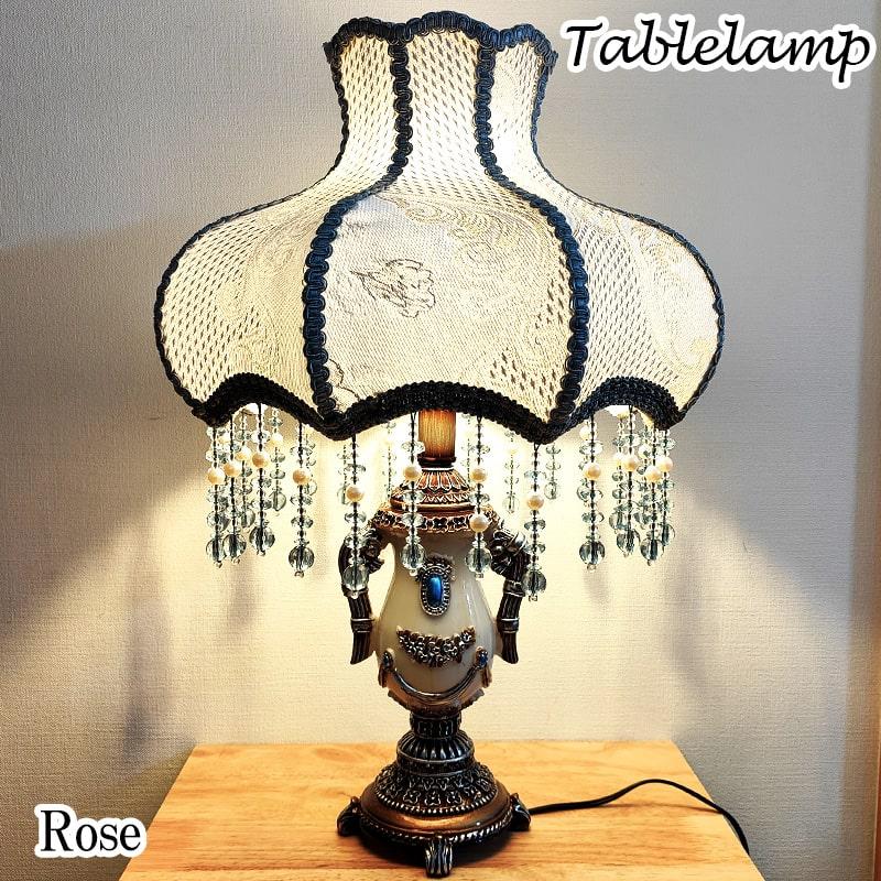 テーブルランプ 美しい LED 置照明 ホワイト ローズ アンティーク