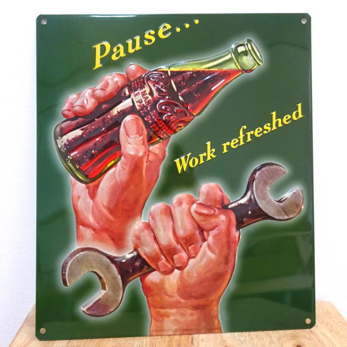 Coca Cola（コカコーラ） ブリキ看板 アンティーク ガレージ 緑