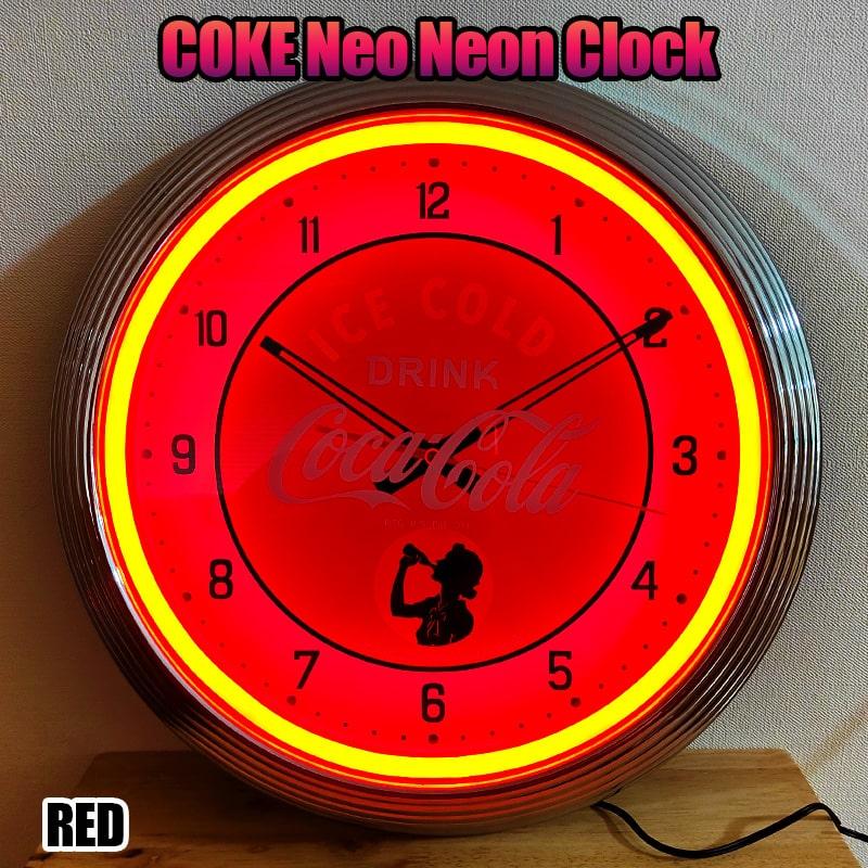 Coca Cola（コカコーラ） ネオンクロック 掛時計 LEDライト グリーン