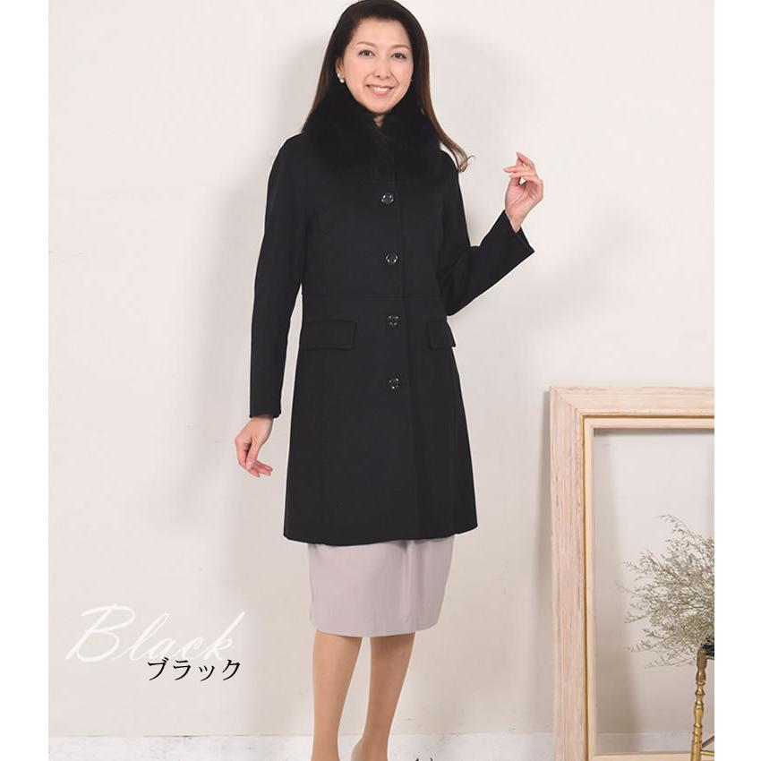 爆買 カシミヤ カシミア 混紡 ダブルフェイス コート フォックス