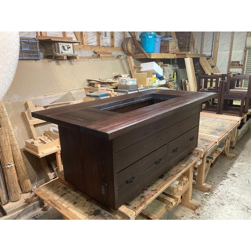 箱型ダイニング囲炉裏テーブル 1800x900 3点セット テーブルサイズ