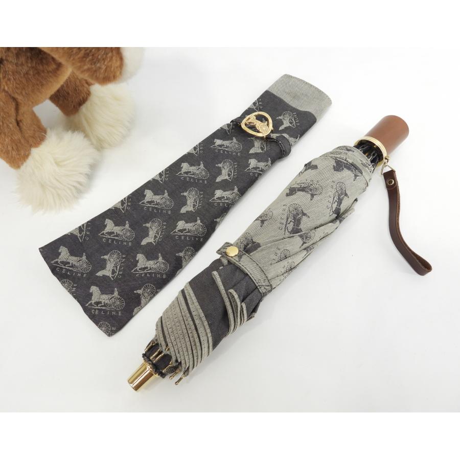 CELINE（セリーヌ） 折畳日傘 馬車柄 灰 パラソル ヴィンテージ