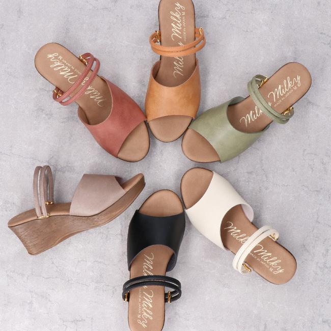 サンダル レディース 厚底 ストラップサンダル ミュール 2way ウェッジ