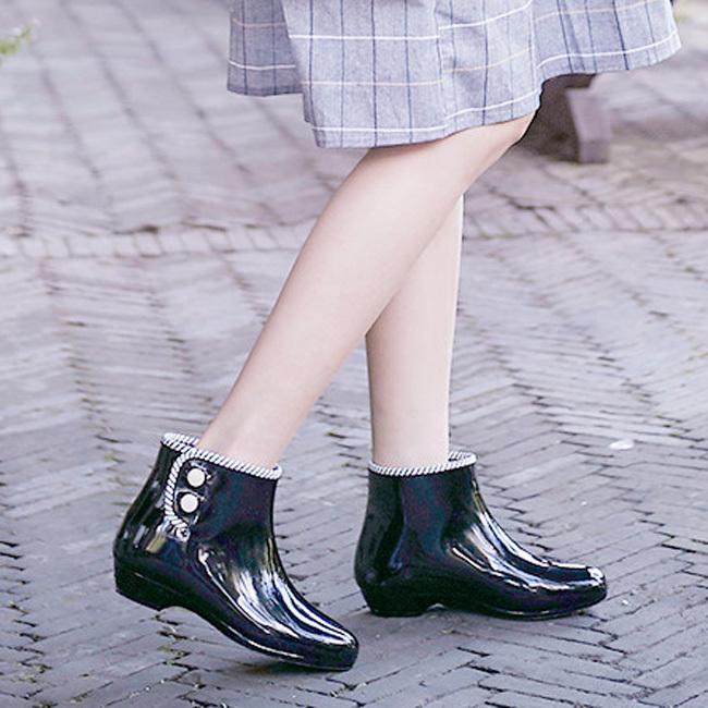 レインブーツ シューズ ショート レディース 黒 ヘルス ラバーブーツ