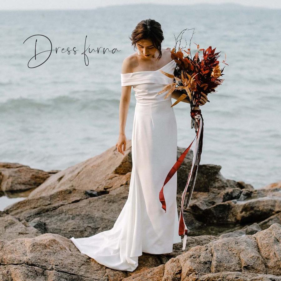 ウエディングドレス 購入 シンプル 花嫁 白 オフショルダー 結婚式