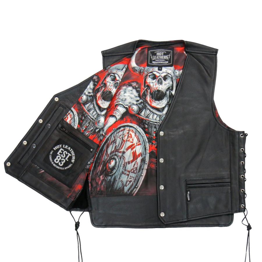 Hot Leathers バイク レザーベスト 本革 牛革 Viking Warrior Vest