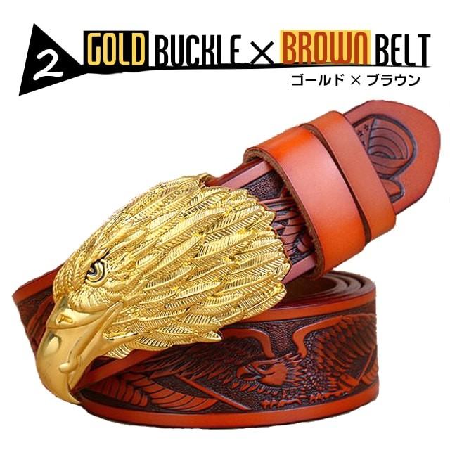 送料無料!】ビンテージイーグルヘッドバックルジェニュインレザー