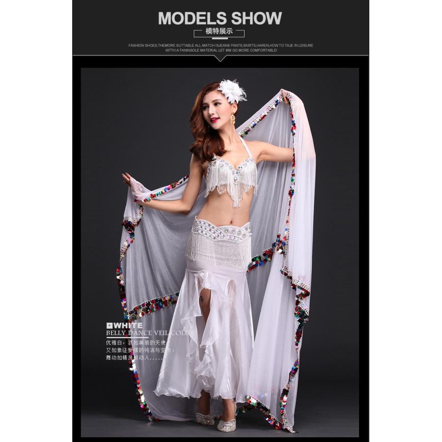 ベリーダンス 大判 ミラーヤ ベール 大型 スパン 白 黒 : Costume Shop