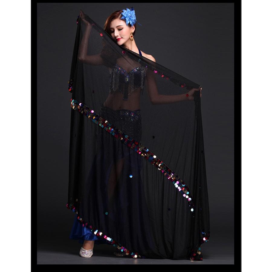 ベリーダンス 大判 ミラーヤ ベール 大型 スパン 白 黒 : Costume Shop