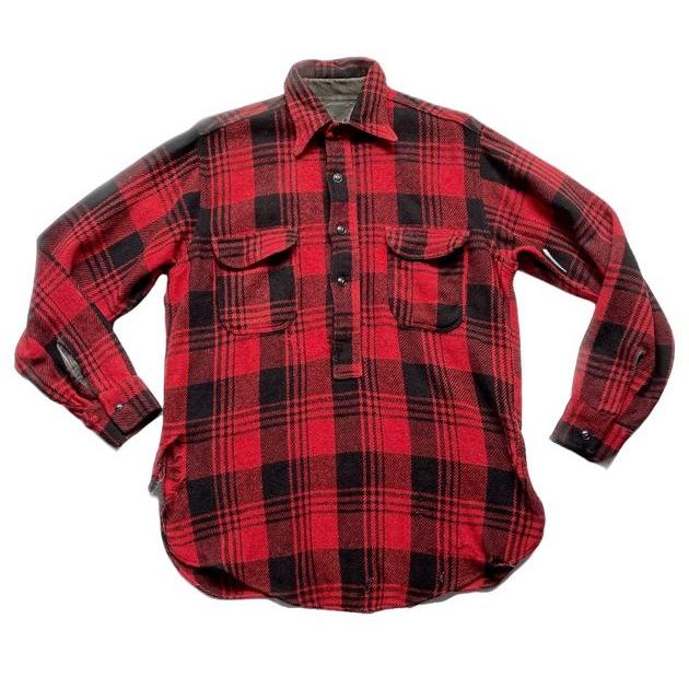 VINTAGE 40's 50's ビンテージ ウールシャツ プルオーバー ボロ ロング