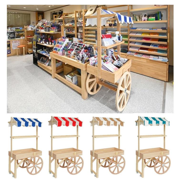 マルシェ ワゴン イベント セール 屋台 販売台 テント屋根付き 木製