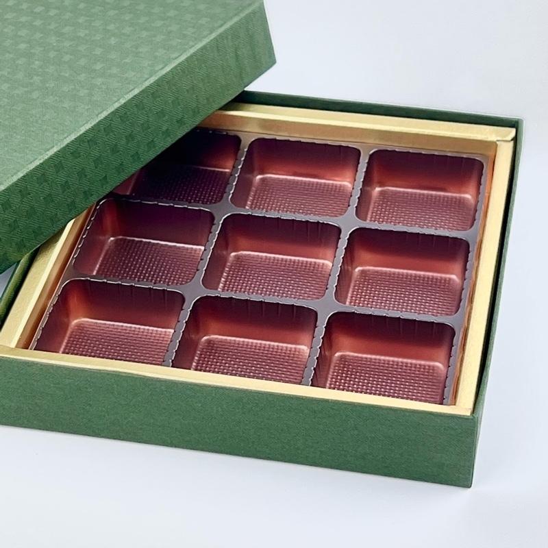 F32260 貼箱ドリーム 緑 6ケ用（30枚）チョコレート箱 77×115×20mm