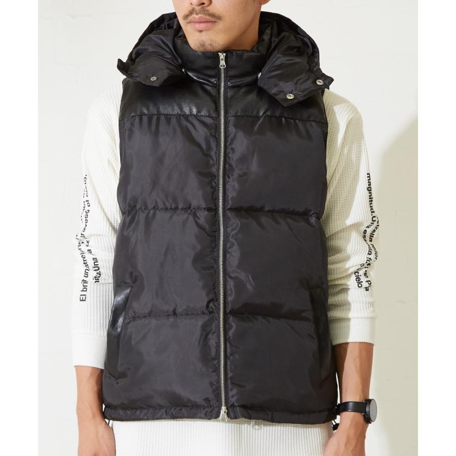 improves（インプローブス） ダウンベスト メンズ レザー切替 ナイロン