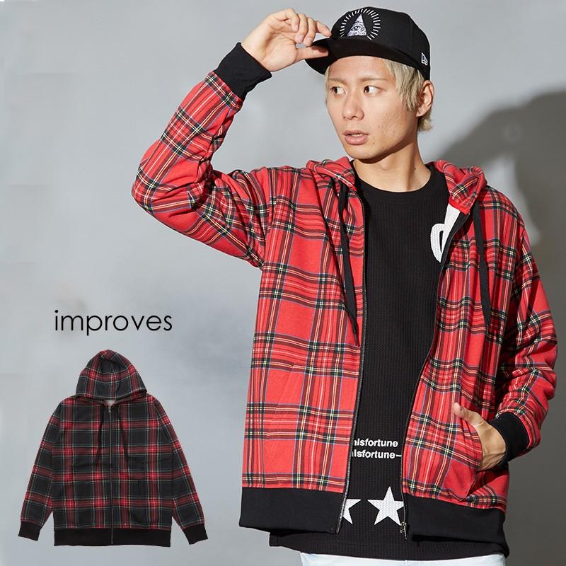 improves（インプローブス） チェック スウェット パーカー メンズ