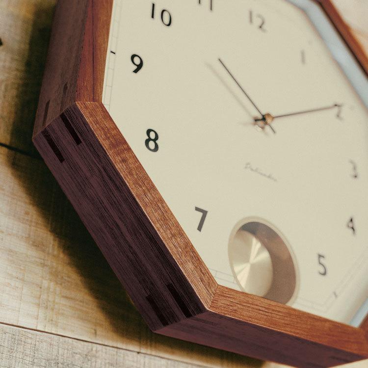 壁掛け時計 振り子時計 静音 八角形 アンティーク お洒落 木製
