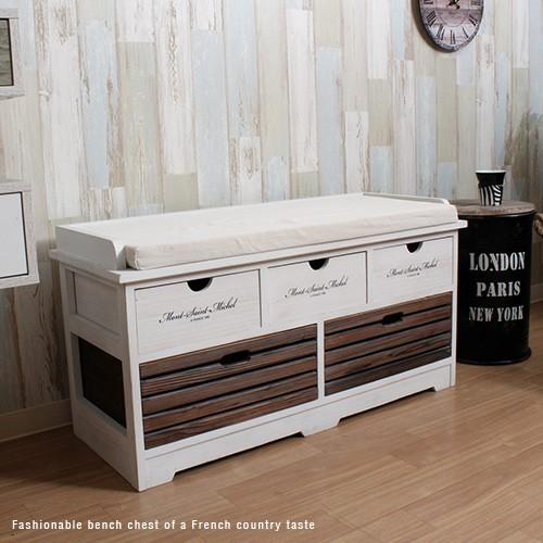ベンチチェスト 収納 おしゃれ ベンチ 完成品 木製 ホワイト 白 北欧
