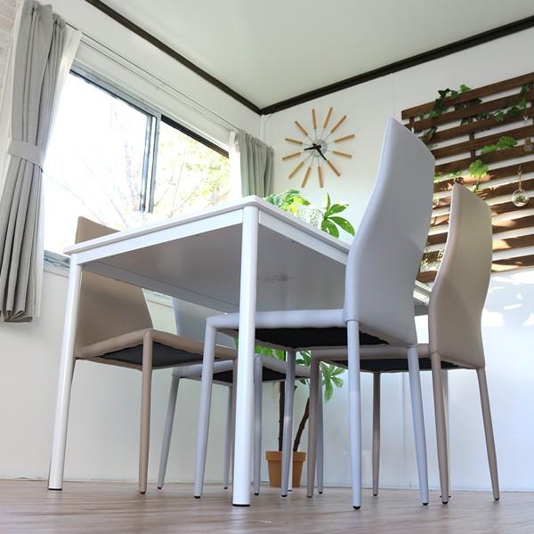 ダイニングテーブルセット 4人掛け ホワイト 5点セット 白 幅120cm