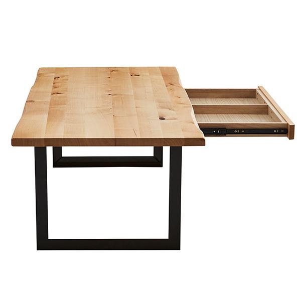 センターテーブル バーチ 無垢材 幅120cm カフェテーブル 引き出し