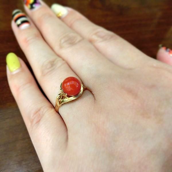 プレゼント サンゴ 珊瑚 リング 指輪 18金 3月誕生石 K18YG ktsag1