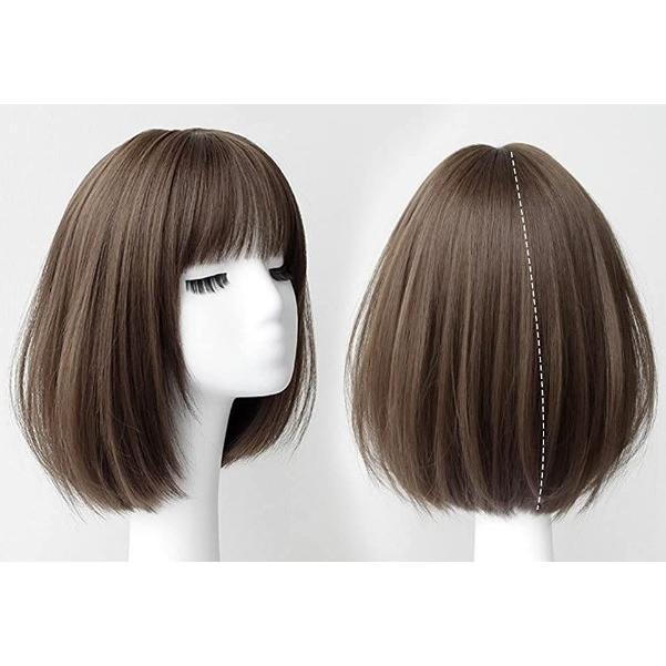 ウィッグ ストレート ダークブラウン ボブ ミディアム フルウィッグ