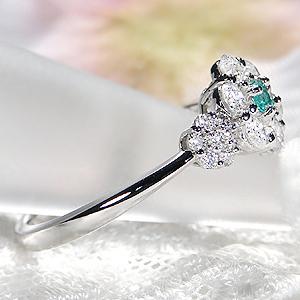 Pt900 パライバトルマリン ダイヤモンド フラワー リング 指輪