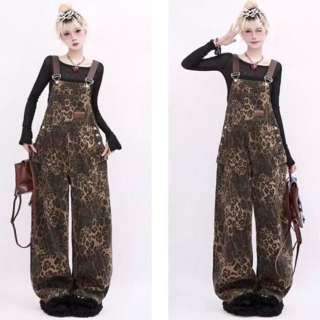 ヒョウ柄 オーバーオール つなぎ サロペット レオパード 韓国