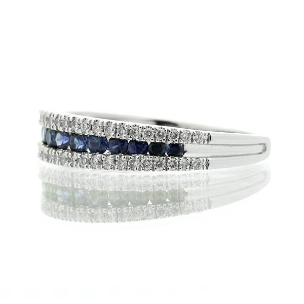 サファイア ダイヤモンド リング K18 ホワイトゴールド 鑑別書付 保証