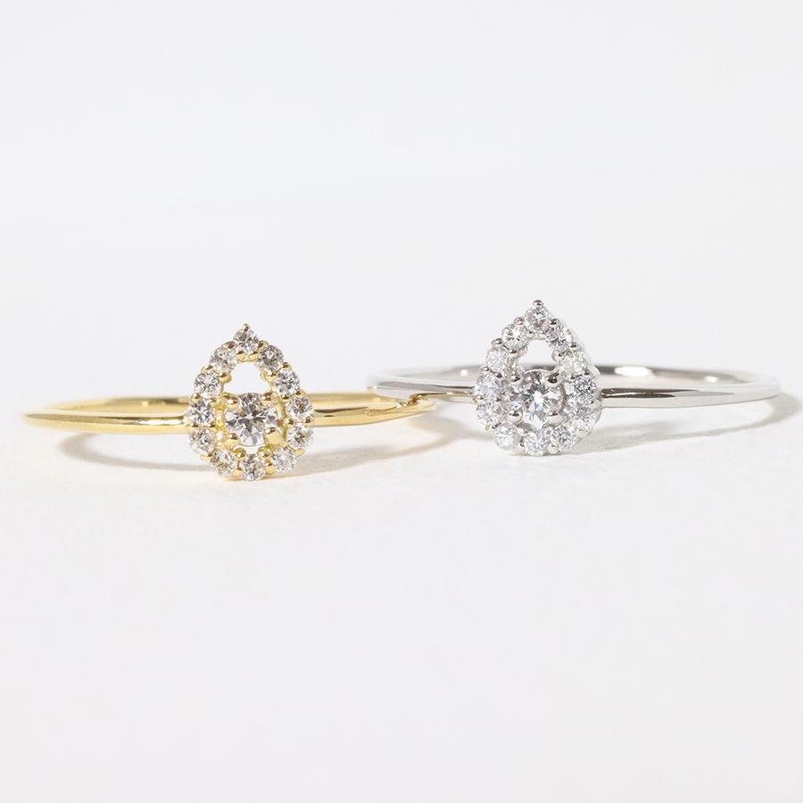 Pt900 しずく 0.12ct 天然ダイヤモンド リング 指輪 雫 涙 ティア