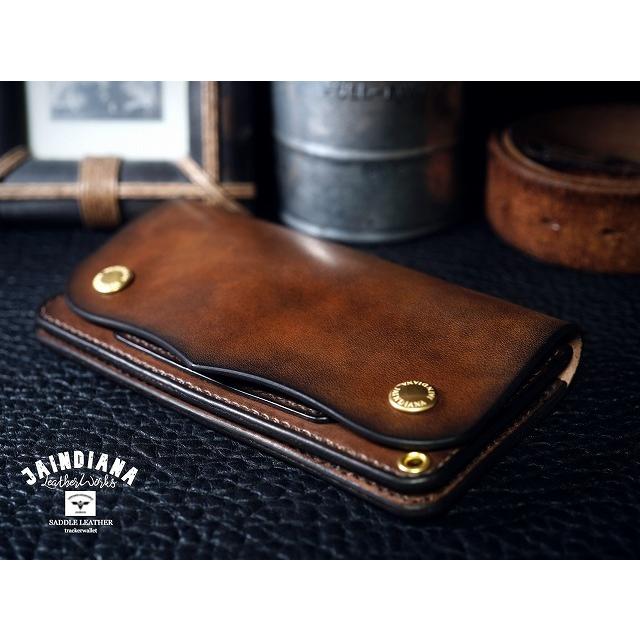 サドルレザー・トラッカーウォレット ビンテージ染めブラウン